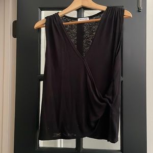 Black Sleeveless Twist tie front top